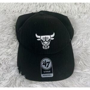 Chicago Bulls Hat Cap Strap Back Mens One Size Black NBA Basketball Curved Brim